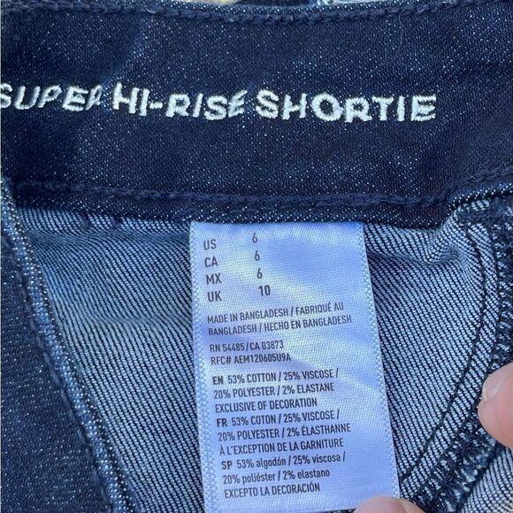 American Eagle Outfitters Super Stretch High Rise Shortie Shorts Blue Cuffed 6 - Picture 2 of 8